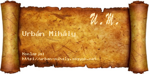 Urbán Mihály névjegykártya