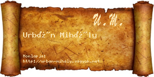 Urbán Mihály névjegykártya